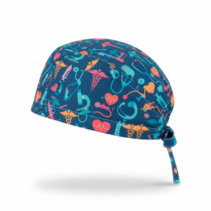 Laboratory Staff Working <b>Scrub</b> <b>Caps</b> Woven Cotton Satin Lining Custom Designed Print Unisex Logo Printed Ponytail <b>Scrub</b> Hats - Product Image 1