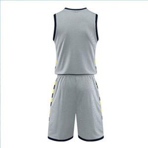 Custom Sublimated Basketball Jersey Set Gray Yellow <b>Checkered</b> V-Neck Sleeveless Moisture Wicking Adult Men's Regular Fit - Product Image 2