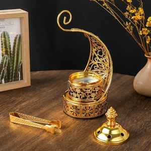 Quemador de Incienso Islámico de Metal con Forma de Luna Creciente y Estrella, Quemador de Incienso Árabe Oud, Decorativo para Ramadán, Eid, Fragancia para el Hogar - Product Image 4
