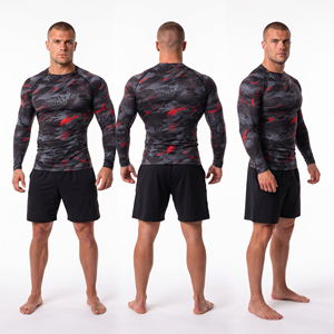 Printed Long Sleeve <b>Compression</b> <b>Shirt</b> <b>Men</b> Breathable Workout Rashguard Quick Dry Training <b>Compression</b> Top <b>Men</b> Muscle Fit Rash Te - Product Image 5
