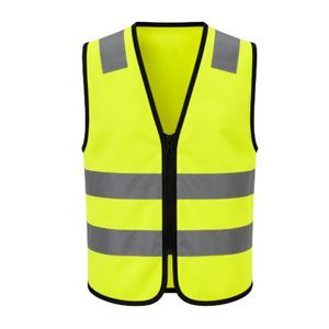Chaleco de Seguridad Reflectante de Alta Visibilidad Amarillo con Franjas Plateadas y Cierre de Cremallera para Trabajo al Aire Libre - Product Image 1