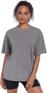 Women's Washed Vintage Oversized T-Shirt Baggy Workout <b>Tops</b> Short Sleeve 100% Cotton Eco-Friendly Quick Dry Streetwear Boyfriend - Product Image 2