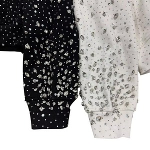 Glitter Print Cropped Hooded <b>Zip</b>-<b>Up</b> Sweatshirt Unisex Oversized Dot Pattern Casual Autumn Knitted Polyester Regular Sleeve - Product Image 3