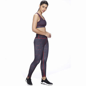 Ensemble de sport 2 pièces pour femme, motif uni, compression, vêtements de sport, taille élastique, pour yoga - Product Image 4