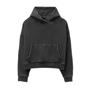 Sweat à capuche noir délavé personnalisé pour homme, coupe ample et oversize, épaules tombantes, poche kangourou, style vintage décontracté - Product Image 1