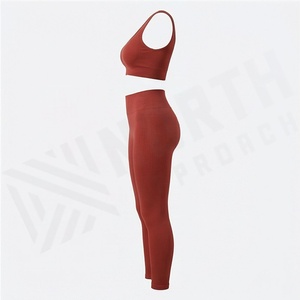Conjunto de Ropa Deportiva para Gimnasio y Yoga al por Mayor, Conjunto de 2 Piezas para Entrenamiento, Diseño de Top Corto sin Mangas, Traje Deportivo para Mujer - Product Image 3