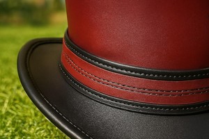 Premium quality custom made Handmade Burgundy Black Leather <b>Steampunk</b> Top <b>Hat</b> Gothic Victorian Festival Cosplay <b>Hat</b> - Product Image 3