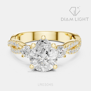 Bague de fiançailles en diamant de laboratoire taille poire 1,40 carat en or blanc 14 carats, certifiée IGI, couleur F+, clarté VS+, avec pavé - Product Image 5