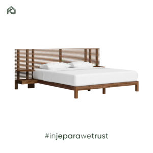 Cadre de lit double en teck massif sur mesure, sculpté à la main, confortable, moderne, minimaliste, mobilier indonésien OEM ODM - Mai - Product Image 1