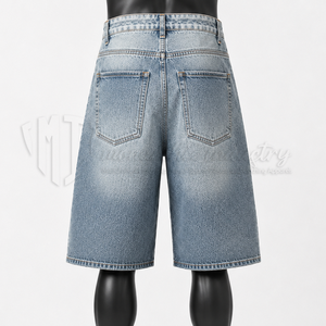 Pantalones Cortos de Mezclilla Personalizados Ecológicos de Estilo Urbano para Hombre |   Pantalones Cortos Anchos de Algodón Orgánico Estilo Urbano OEM ODM - Product Image 2