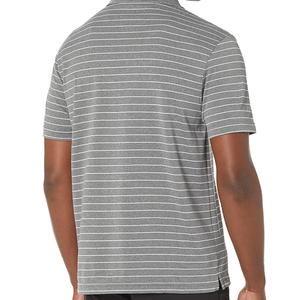 Polo en tricot à manches courtes rayé pour homme, coupe décontractée, gris et blanc - Product Image 2