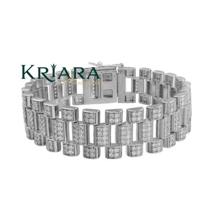 Bracelet en diamant cultivé en laboratoire, or blanc plaqué rhodium, taille brillant ronde, luxe, unisexe, à porter au quotidien - Product Image 4