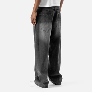 Custom Vintage <b>Men</b>’s Wide Leg Baggy <b>Carpenter</b> Style Cargo <b>Jeans</b> Mid Waist Straight Fit Streetwear Denim Pants Trousers - Product Image 4
