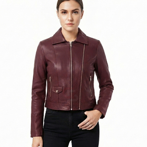 Chaqueta Varsity de Cuero Genuino Hecha a Medida para Mujer, Talla Grande, Transpirable, Estilo Urbano, Ropa de Abrigo de Moda para Primavera y Otoño - Product Image 5