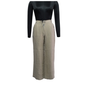 Pantalon d'été 100 % lin de qualité supérieure pour femme, sur mesure, ODM, faible MOQ, coupe large, écologique et respirant - Product Image 1