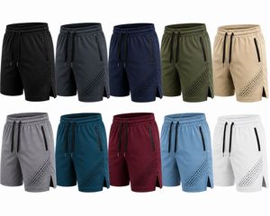 Shorts de sport pour homme, couleur unie, respirants, séchage rapide, avec poches zippées, taille à cordon de serrage, taille mi-haute, 100% polyester - Product Image 6
