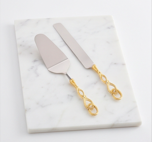 Serveur de gâteau en argent avec poignée de style anneau en or outil de coupe de gâteau élégant pour la cuisson quotidienne Dessert servant un usage domestique et des cadeaux - Product Image 1