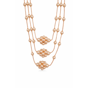 Collar de Moda Revalia con Cadena de Perlas de Imitación, Diseño Multicapa, Elegante, con Racimo Floral, Tres Hilos, Color Marfil, para Mujer - Product Image 3