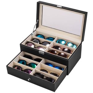 12 pezzi portaoggetti in pelle per occhiali e occhiali da sole cassetto portaoggetti con chiusura a chiave per ottica Idea regalo - Product Image 2