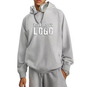 Sudadera con Capucha Extra Grande para Hombre, Verde Sólido, Algodón French Terry, Estilo Casual Urbano con Logotipo Estampado en la Parte Delantera, Ropa de Otoño - Product Image 5
