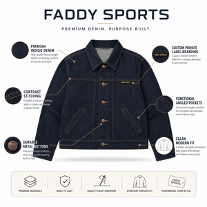 Veste en jean vintage pour homme, coupe lourde, délavée foncée, avec logo personnalisé, style workwear, veste de camionneur, streetwear d'extérieur, manteau oversize - Product Image 5