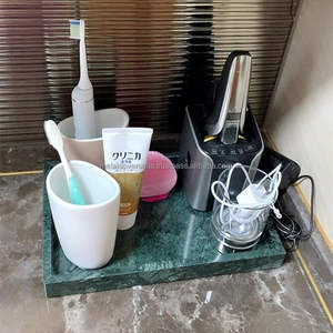 Plateau de service en marbre de qualité supérieure, plateau décoratif en pierre naturelle pour la cuisine, la salle à manger et la décoration de table - Product Image 4