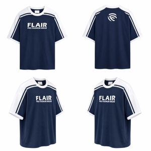 T-shirt en jersey de coton surdimensionné pour homme, vêtements de mode personnalisés |   T-shirt décontracté streetwear color block premium | - Product Image 1