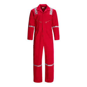 Overoles de Trabajo Unisex Azules con Detalles Rojos y Múltiples Bolsillos para Uso Industrial - Product Image 3
