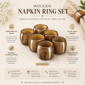 Handcrafted Wooden Napkin Rings Set <b>Rustic</b> Natural <b>Wood</b> Napkin Holders for <b>Dining</b> <b>Table</b> Decor Wedding Party Hotel Use Premium - Product Image 5