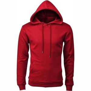 Sweat-shirt à capuche rouge pour homme, coupe classique, décontracté, manches longues, avec poche, vêtement d'automne, en coton tricoté French Terry - Product Image 1