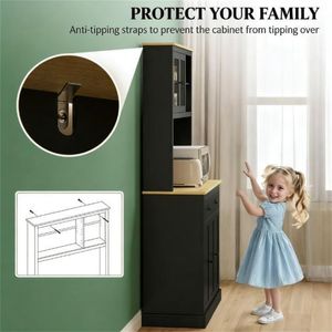 Black Vertical Cutlery <b>Storage</b> Cabinet for <b>Kitchen</b> Organization - Product Image 4