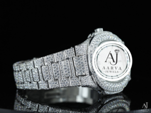 AARVA JEWELS นาฬิกาเพชรผู้หญิงสแตนเลสสตีล 30 มม. อะนาล็อกควอตซ์หน้าปัดคริสตัลแซฟไฟร์ 3BAR กันน้ำอัตโนมัติวันที่ - Product Image 3