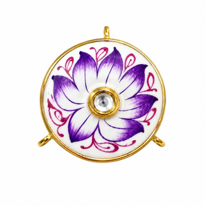 Botones de Lujo Personalizados de Latón con Esmalte Jaipur Meenakari, Loto Morado y Cristal Polki para Traje Sherwani de Boda para Hombre - Product Image 1