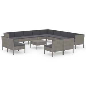 Conjunto Modular Grande de Muebles de Jardín de Ratán PE Gris, Muebles Modulares de Exterior de Primera Calidad - Product Image 2