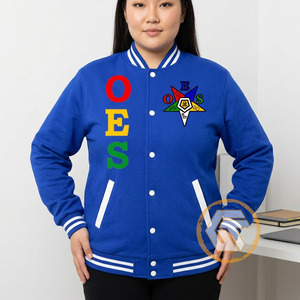เสื้อแจ็คเก็ตวาร์ซิตี้ OES ปักลายกันน้ำ ผ้าไหม 100% สีน้ำเงิน พร้อมลายตัวอักษรสีสันสดใส ด้านหน้ามีลายตราสัญลักษณ์ เหมาะสำหรับผู้หญิงใส่ในช่วงฤดูใบไม้ร่วง - Product Image 3