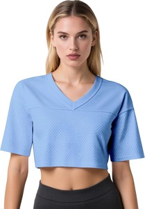 Women <b>Mesh</b> Jersey <b>Crop</b> T Shirt V Neck Short Sleeve Quick Dry Sports Practice <b>Top</b> Custom Number - Product Image 6