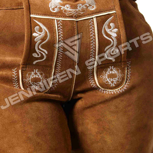 Custom Vintage Brown Genuine Cowhide Suede Leather <b>Women</b>’s <b>Lederhosen</b> Shorts With Embroidered Oktoberfest Bavarian Traditional - Product Image 3