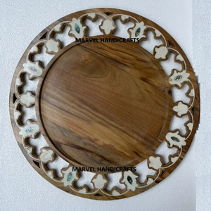 Luxury Mother of Pearl Handicrafts Wooden Serving Tray for Eid Decor Arabic Ramadan Home Decoration Kitchenware and Premium <b>Gift</b> - Product Image 3