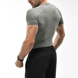 2026 Wholesale Bodybuilding Workout Gym Regular Fit <b>Compression</b> <b>Shirt</b> <b>Men</b> Short Sleeves 100% Cotton Breathable Fitness Wear - Product Image 5