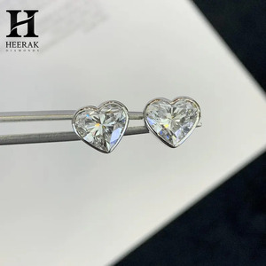 925 Sterling <b>Silver</b> Heart Cut Moissanite <b>Stud</b> Earrings VVS1 D Color Lab Grown Diamond Heart <b>Studs</b> for Women Fine Jewelry - Product Image 3