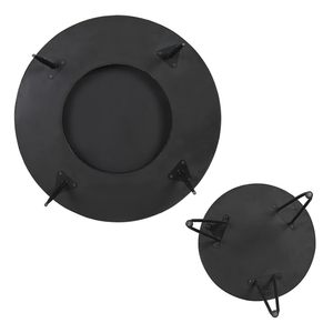 Round Farmhouse Coffee <b>Table</b> with Rustic Wooden <b>Top</b> Sturdy Metal Legs Modern Circle End <b>Table</b> for Living Room - Product Image 6