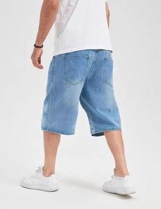Wholesale Custom Men's Baggy Jorts Summer Streetwear Short Pants Men Distressed Embroidery Patch Denim Jeans Shorts - Product Image 5