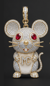 Pendentif Charme Souris en Alliage Plaqué avec Strass et Cristal, Bijou Accessoire Cadeau - Product Image 1