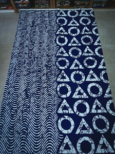 Tela de algodón estampada con cera de primera calidad, diseño geométrico azul y blanco, 58/60 pulgadas, tejida para prendas de vestir, sari para mujer - Product Image 4