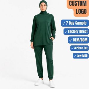 Traje de Baño Islámico de 3 Piezas, 260GSM, Conjunto Deportivo Modesto con Hijab de Cobertura Total, Venta al Por Mayor OEM - Product Image 1