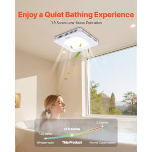 D0100XFPWSA Ventilateur d'extraction de salle de bain 110 CFM avec lumière LED, température de couleur 1.5 Sones, moteur AC premium silencieux pour ventilation domestique et buanderie - Product Image 5