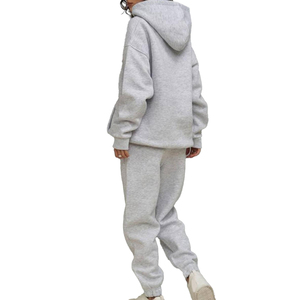 Ensemble de survêtement polaire professionnel pour femme, coupe ample, épais, avec sweat à capuche à manches longues et pantalon de jogging, tenue décontractée chaude pour l'hiver - Product Image 4