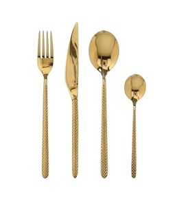 Ensemble de couverts modernes en or mat, design actuel, 5 pièces, couverts en métal durables pour mariage, dîner, fête - Product Image 4