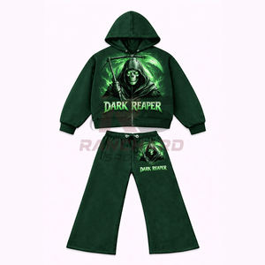 Conjunto de Sudadera con Capucha y Pantalones de Felpa de Algodón con Diseño Personalizado OEM para Hombre, Sudadera con Cierre y Pantalones Deportivos Unisex, Sudadera Lisa para Marca Privada Premium - Product Image 1