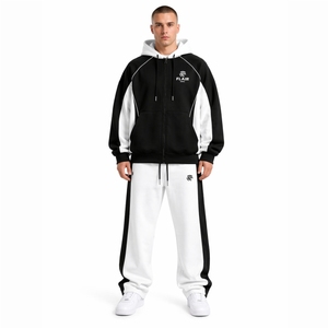 Conjunto Deportivo Urbano de Lujo en Contraste – Conjunto de Dos Piezas de Felpa de Algodón Grueso - Product Image 6